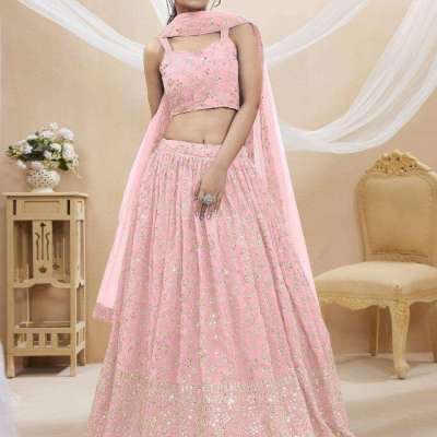 Spectacular Pink Sequins Georgette Wedding Wear Lehenga Choli Profile Picture
