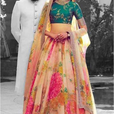 Beautiful White-Green Designer Digital Printed Semi Stitched Lehenga Choli Profile Picture