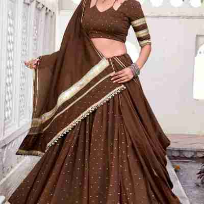 Mesmerizing Brown Zari Weaving Chanderi Silk Festival Wear Lehenga Choli Profile Picture