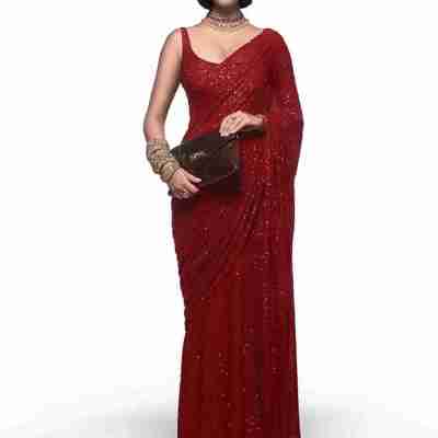 Sabyasachi Red Sequins Party Wear Saree With Blouse Profile Picture