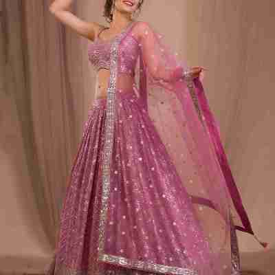 Attractive Pink Sequins Georgette Engagement Wear Lehenga Choli Profile Picture