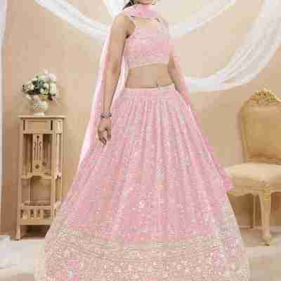 Spectacular Pink Sequins Georgette Wedding Wear Lehenga Choli Profile Picture