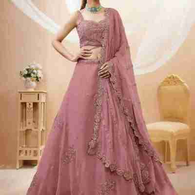 Pretty Dusty Pink Sequins Georgette Lehenga Choli With Dupatta Profile Picture