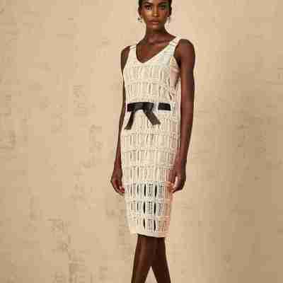 Adalgisa Midi Dress - V-Neck - Sleeveless - Crochet Knit - Bow Cut-Out Profile Picture