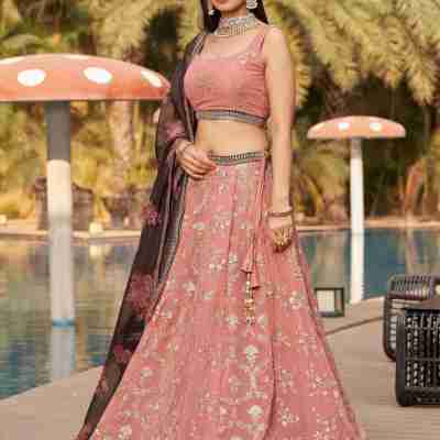 Amazing Pink Embroidered Georgette Wedding Wear Lehenga Choli Profile Picture