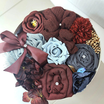 Burgundy Blooms Hijab Gift Box, Scented Flowers, Scarves, Elegant Gifting Profile Picture