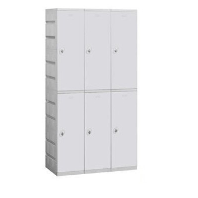 12" Wide Double Tier Plastic Locker - 3 Wide - 6 Feet High - 18 Inches Deep - Assembled Profile Picture